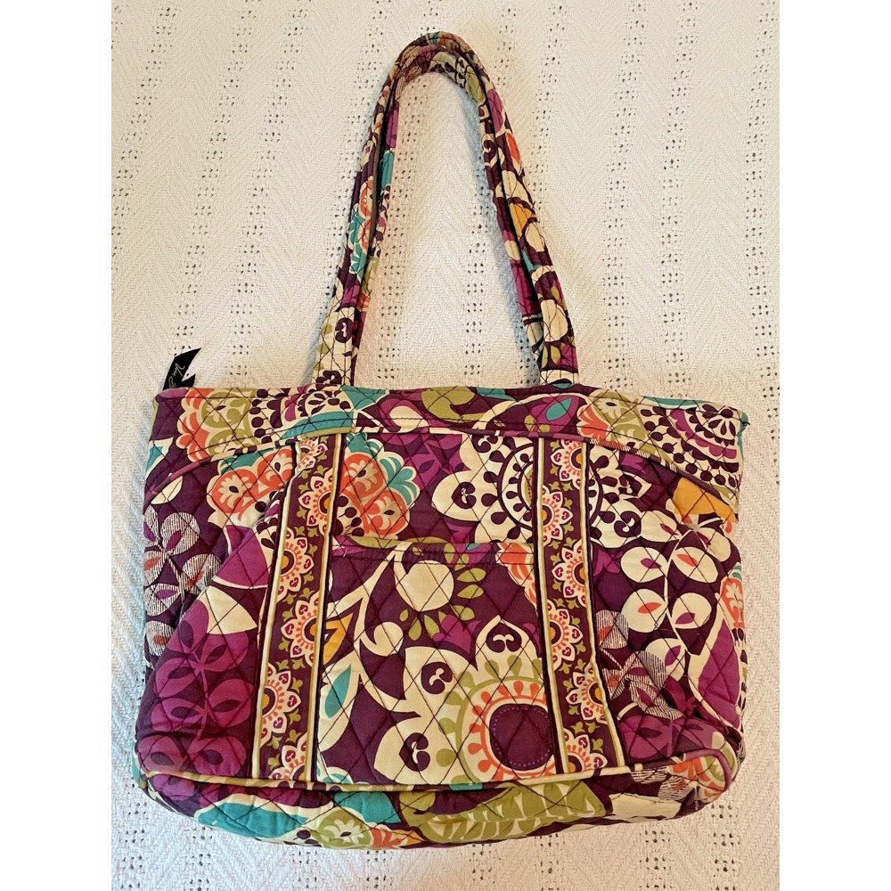 Vera Bradley Tote Quilted Purse Va Va Bloom Floral‎ Shoulder Bag 14"x12" Zip